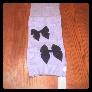 Kate Spade gray scarf / muffler w/ grosgrain bows